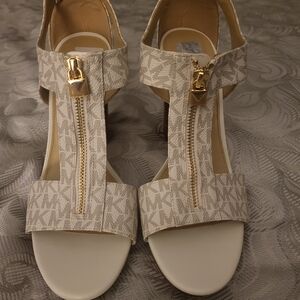 Michael Kors Beige and Gold Sandals